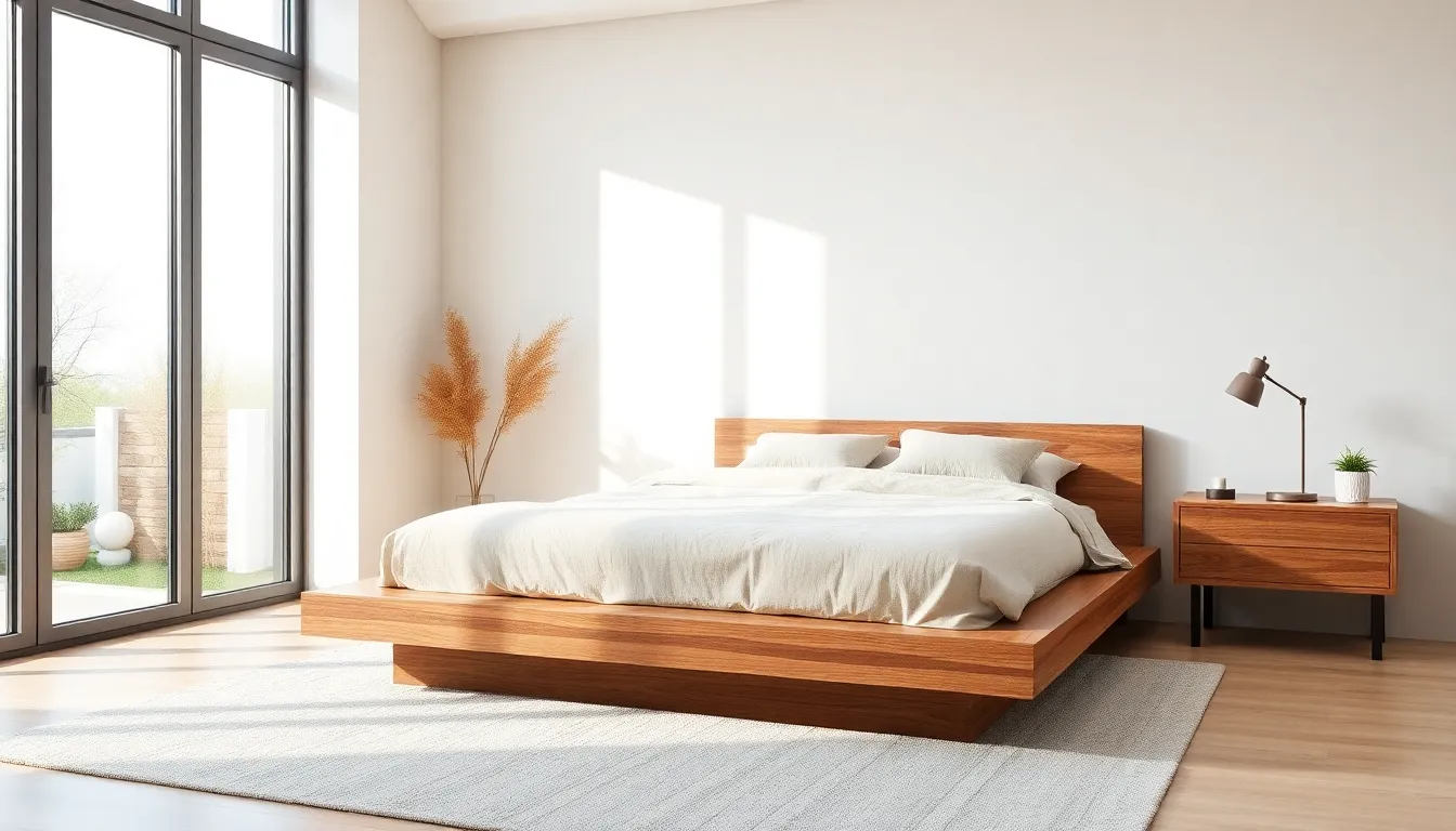 a modern bedroom featuring clean lines and minimalistic design.