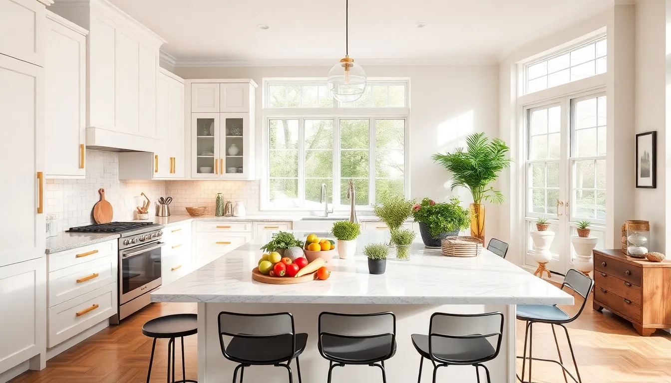 stylish kitchen with modern design and inviting atmosphere.