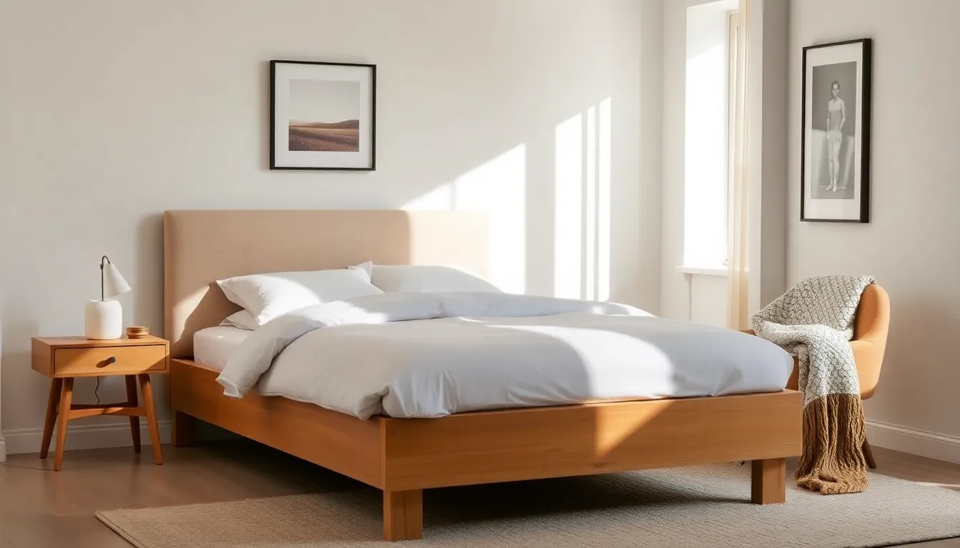 stylish IKEA bedroom with modern and rustic design elements.