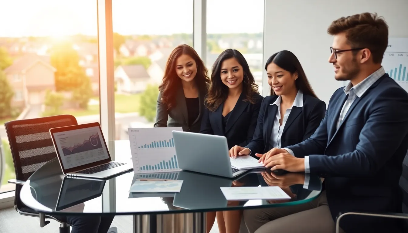 professionals discussing home equity lending trends in a modern office.