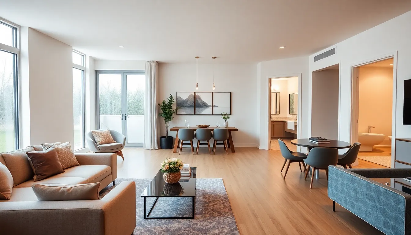 spacious and modern 3-bedroom apartment interior.